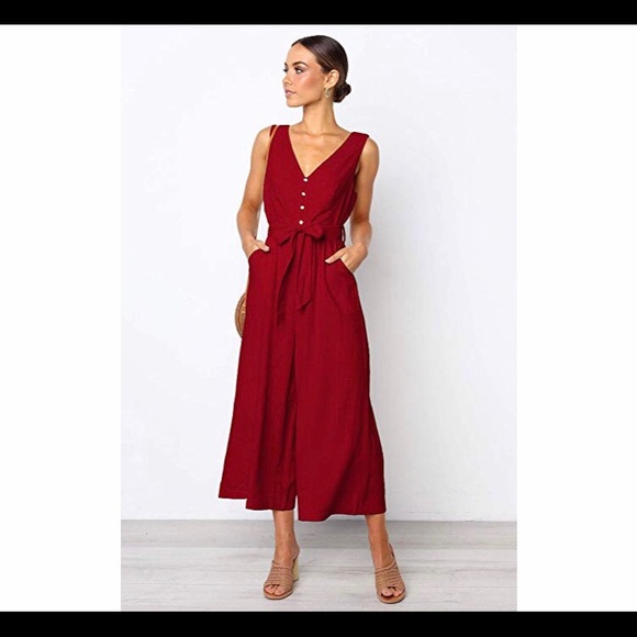 Pants - 🆕 High Waist Wide Leg Jumpsuit with Pockets